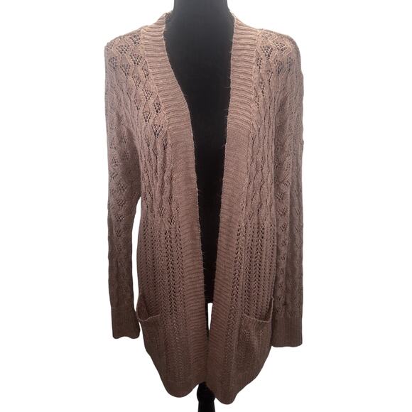 Hippie Rose Women’s Open Front Cardigan Sweater XL Pink Knit Pockets - Picture 1 of 7